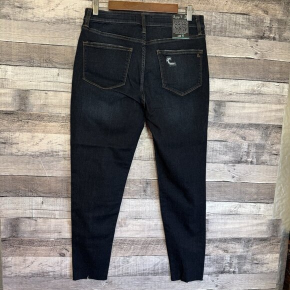 Lularoe Skinny Fit Jeans Size 30 Blue Dark Wash Distressed Raw Hem Stretch NWT - Picture 2 of 10